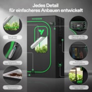 Growbox Pro P224 60 x 60 x 120 cm Indoor Grow Tent 2000D Oxford-Gewebe Hochreflektierendes Mylar und stabile Metallstangen