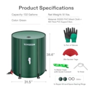 Collapsible Rain Barrel, 132 Gallon, Green
