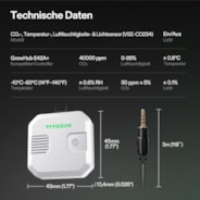 4-in-1 Sensor, Temperatur- & Luftfeuchtigkeitssensor mit CO₂- und Lichtmessung, VPD Monitoring, kompatibel mit GrowHub E42A+