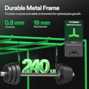 Grow Tent 10x10 S108, High Reflective Mylar with 1680D Oxford Canvas & Heavy-Duty Metal Support 120"x120"x80"