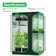 Smart 2-in-1 Grow Tent Kit GIY-SGS-54 4x5, 4-Plant Complete System, with WiFi E42A Controller, AeroLight Wing AW400SE LED Grow Light, and 6-inch AeroZesh G6 Ventilation Combo