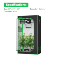 Standard Grow Tent Kit GIY-32 2x3, 2-Plant Complete System, with 100W VS1000 LED Grow Light, and 4-inch Ventilation Combo