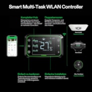 Smart Air Filtration Kit Pro 4″, AeroZesh T4 Inline Fan with E42A Temp. Humidity WiFi Controller, Carbon Filter & Ducting Combo