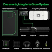 Smart Growbox Komplettset GIY-SE-44 120 x 120 x 200 cm, 4-Pflanzen Komplettsystem mit WLAN-E42A-Controller, 2x 200W AeroLight Wing SE LED Pflanzenlampe und 15cm AeroZesh S6 Abluftset