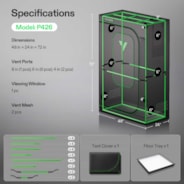 Grow Tent Pro 4x2 P426, High Reflective Mylar with 2000D Oxford Canvas & Heavy-Duty Metal Support 48"x24"x72"