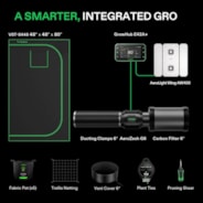 Smart Grow Tent Kit GIY-SGS-44 4x4, 4-Plant Complete System, with WiFi E42A+ Controller, 400W AeroLight Wing LED Grow Light, 6-inch AeroZesh G6 Ventilation Combo