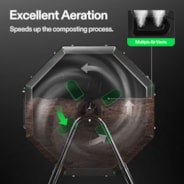 Tumbling Composter Dual Rotating Batch Compost Bin 43 Gallon Black