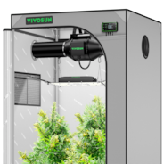 Smart Grow Tent Kit GIY-SGS-G33 3x3, 3-Plant Complete System, with WiFi E42A Controller, 200W AeroLight Wing SE LED Grow Light, and 4-inch AeroZesh G4 Ventilation Combo