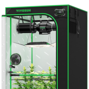 Smart Growbox Komplettset GIY-SGS-33 Pro 90 x 90 x 180 cm, Komplettsystem mit 3 Pflanzen, mit WiFi E42A Controller, 200W AeroLight Wing LED Pflanzenlampe, 10 cm AeroZesh T4 Abluftset und AeroWave E6 Gen2 Gen2 Clip Fan