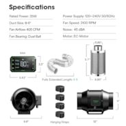 Smart Air Filtration Kit Pro 6″, AeroZesh S6 Inline Fan with E42A Temp. Humidity WiFi Controller, Carbon Filter & Ducting Combo