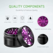 4-Piece 2.5″ Clear Top Herb Grinder, Black-Purple