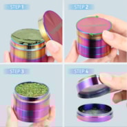 2″ 4 Pieces Herb Grinde Zinc Alloy Spice Grinder for Kitchen