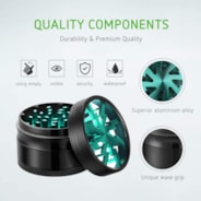 4-Piece 2.5″ Clear Top Herb Grinder, Black-Green