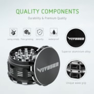 4-Piece 2.5″ Aluminium Herb Grinder, Black