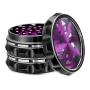 4-Piece 2.5″ Clear Top Herb Grinder, Black-Purple