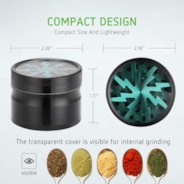 4-Piece 2.5″ Clear Top Herb Grinder, Black-Green