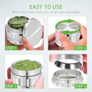 4-Piece 2.5″ Aluminium Herb Grinder, Silver