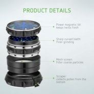 4-Piece 2.5″ Clear Top Herb Grinder, Black-Blue