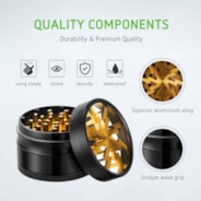 4-Piece 2.5″ Clear Top Herb Grinder, Black-Yellow