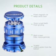 4-Piece 2.5″ Aluminium Herb Grinder, Blue