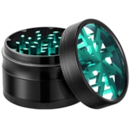 4-Piece 2.5″ Clear Top Herb Grinder, Black-Green