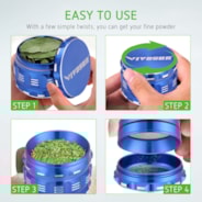 4-Piece 2.5″ Aluminium Herb Grinder, Blue