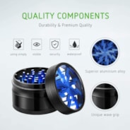 4-Piece 2.5″ Clear Top Herb Grinder, Black-Blue