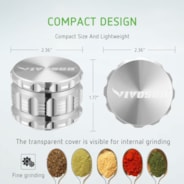 4-Piece 2.5″ Aluminium Herb Grinder, Silver