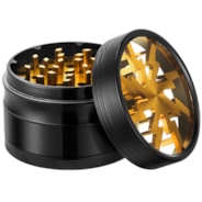 4-Piece 2.5″ Clear Top Herb Grinder, Black-Yellow