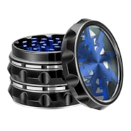 4-Piece 2.5″ Clear Top Herb Grinder, Black-Blue