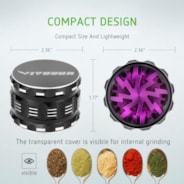4-Piece 2.5″ Clear Top Herb Grinder, Black-Purple