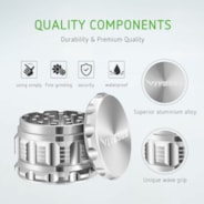 4-Piece 2.5″ Aluminium Herb Grinder, Silver