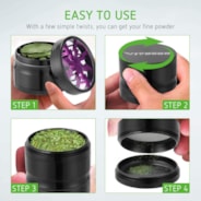 4-Piece 2.5″ Clear Top Herb Grinder, Black-Purple
