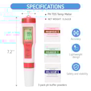 pH Meter 4-in-1 Function Water Quality Tester