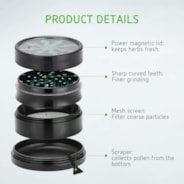 4-Piece 2.5″ Clear Top Herb Grinder, Black-Green