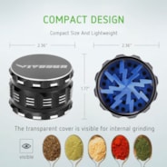 4-Piece 2.5″ Clear Top Herb Grinder, Black-Blue