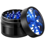 4-Piece 2.5″ Clear Top Herb Grinder, Black-Blue