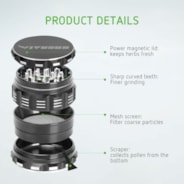 4-Piece 2.5″ Aluminium Herb Grinder, Black