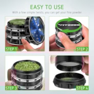 4-Piece 2.5″ Clear Top Herb Grinder, Black-Blue