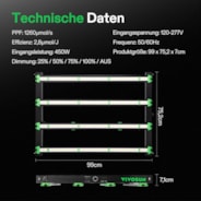 VSFD4500 Vollspektrum LED Pflanzenlampe Lichtbalken 450W, abnehmbares Design mit 6 Dimmoptionen