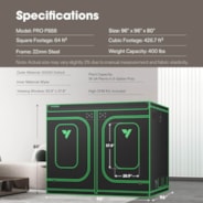 Smart Grow Tent Kit GIY-SGS-88 Pro 8x8, 16-Plant Complete System, with WiFi E42A+ Controller, 4x 450W VSFD4500 LED Grow Light, and 2x 8-inch AeroZesh T8 Ventilation Combo