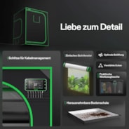 Smart Growbox Komplettset GIY-SGS-55 Pro 150 x 150 x 200 cm, Komplettsystem für 6 Pflanzen, mit WiFi E42A+ Controller, 3 x 200W AeroLight Wing LED Pflanzenlampe, 15 cm AeroZesh T6 Abluftset und AeroWave E6 Gen2 Gen2 Clip Fan