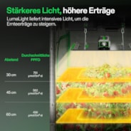 LumaLight LED Pflanzenlampe – Vollspektrum Pflanzenlampe, 150W, Smart Dimmbar & High-PPFD für Indoor-Pflanzen, Setzlinge, Gemüse & Blüte