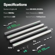 T5 Linear Grow Lights, 5000K Full Spectrum LED Grow Lights for Indoor Plants, SGS Compatible, 15W/Bar, 2ft, 4-Pack