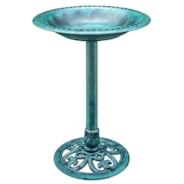 28” Polyresin Lightweight Antique Bird Bath for Outdoors, Gardens, Patio, Yard, Deck, Green