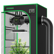 Smart Grow Tent Kit GIY-SE-22 2x2, 1-Plant Complete System, with WiFi E42A Controller, 100W AeroLight SE LED Grow Light, and 4-inch AeroZesh S4 Ventilation Combo
