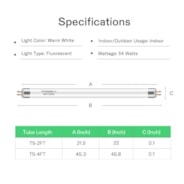 T5 HO Fluorescent Grow Light 3000K, Gentle on Foliage, 4FT 5 Pack