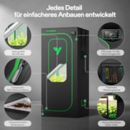 Growbox Pro P236 70 x 70 x 160 cm Indoor Grow Tent 2000D Oxford-Gewebe Hochreflektierendes Mylar und stabile Metallstangen