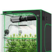 Smart Grow Tent Kit GIY-SGS-55 Pro 5x5, 6-Plant Complete System, with WiFi E42A+ Controller, 3x 200W AeroLight Wing LED Grow Light, 8-inch AeroZesh T8 Ventilation Combo, and 2x AeroWave E6 Gen2 Clip-on Fan
