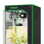CLEARANCE | Starter Grow Tent Kit, 2 × 2ft 1-Plant System, WiFi-Controlled Grow System with Full Spectrum LED Grow Light, Automatic Ventilation, GrowHub Outlet A22 with Temperature and Humidity Sensor